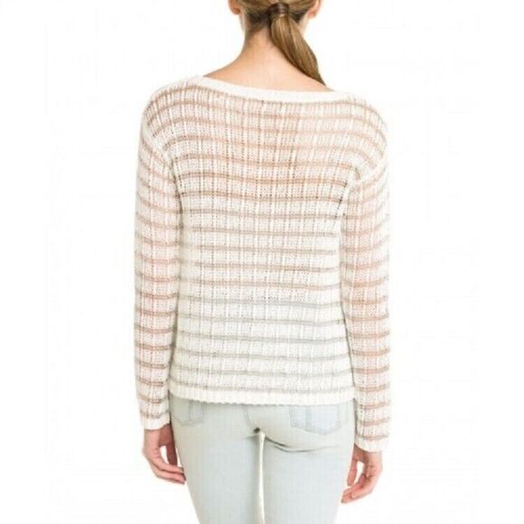 Alice + Olivia Womens Sz XS Cream/Silver Metallic Stripe Ethan Boxy Sweater $297 - Picture 10 of 10